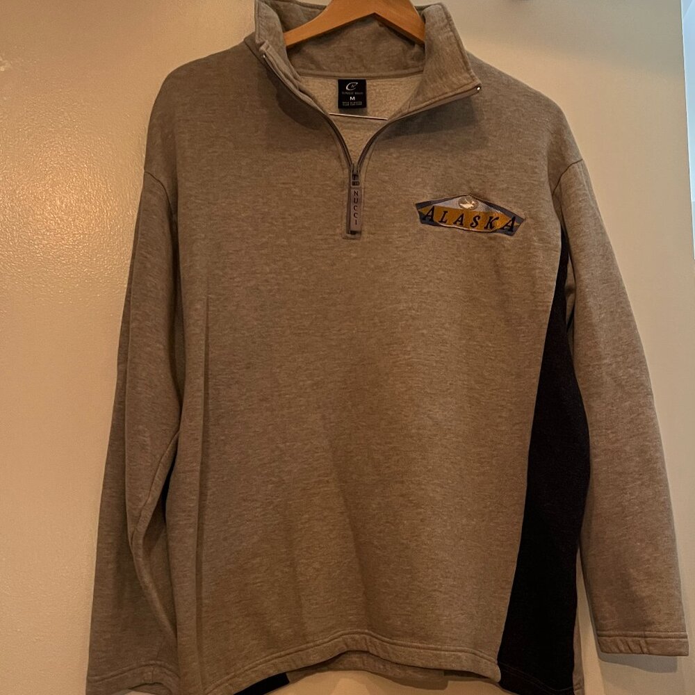 Gray Sweatshirt with Partial Zipper Collar by Claudio Nucci‎ (Medium)  "Alaska"